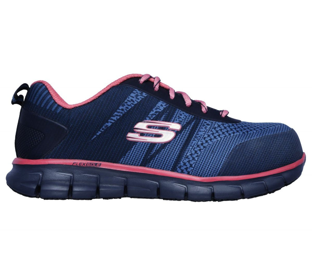 SKECHERS WORK Womens Sure Track - Saquenay Alloy Toe Work Shoe Navy/Pink - 77250-NVPK 9.5-M NAVY/PINK Image 2