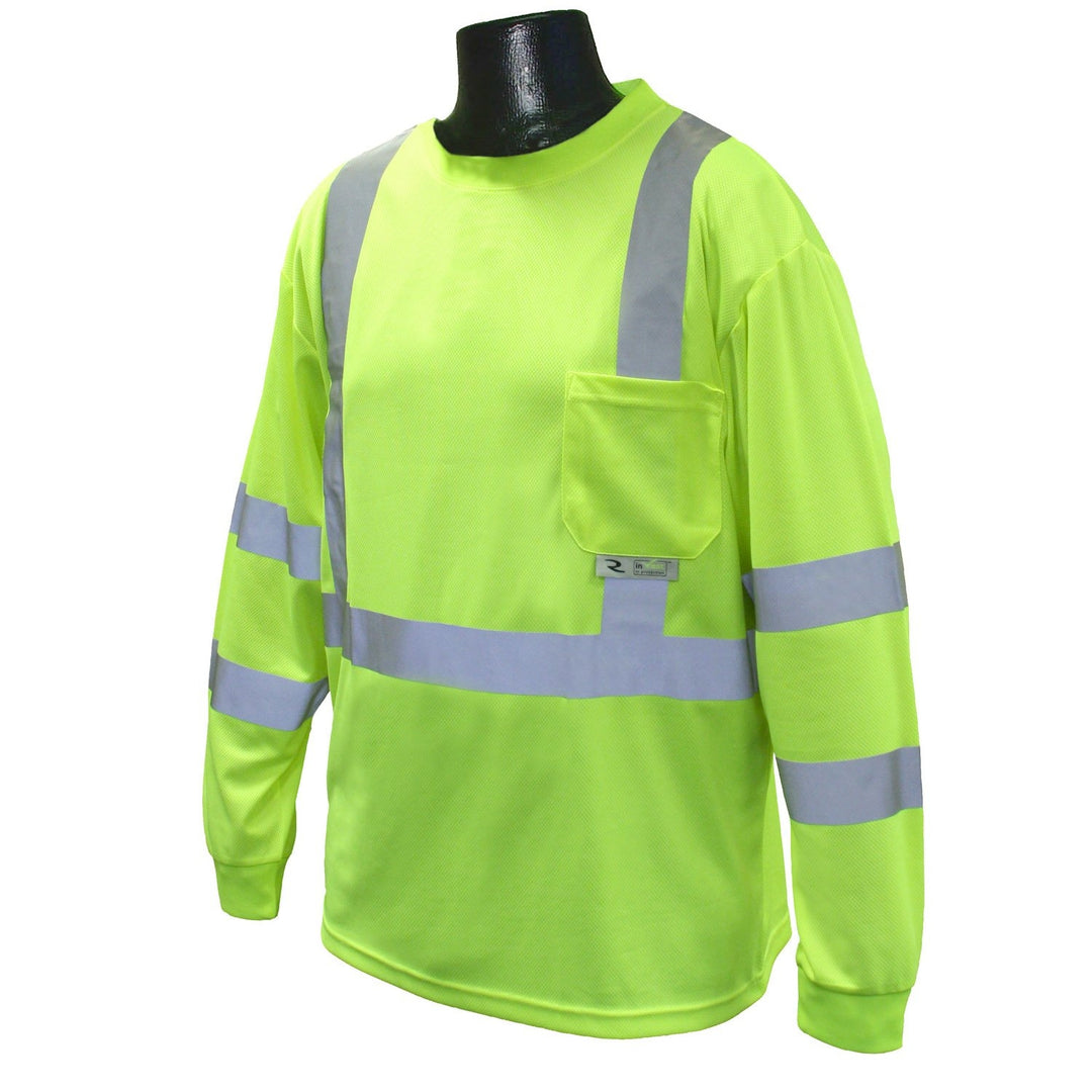 Radians ST21 Class 3 Max-Dri Moisture Wicking Mesh Long Sleeve Safety T-Shirt Hi/Vis Green Image 3