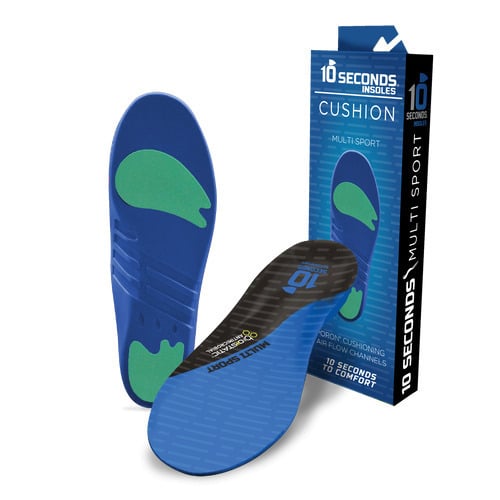 10 Seconds Unisex Multi-Sport Cushion Insoles Blue 170G Lightweight Comfort Image 1