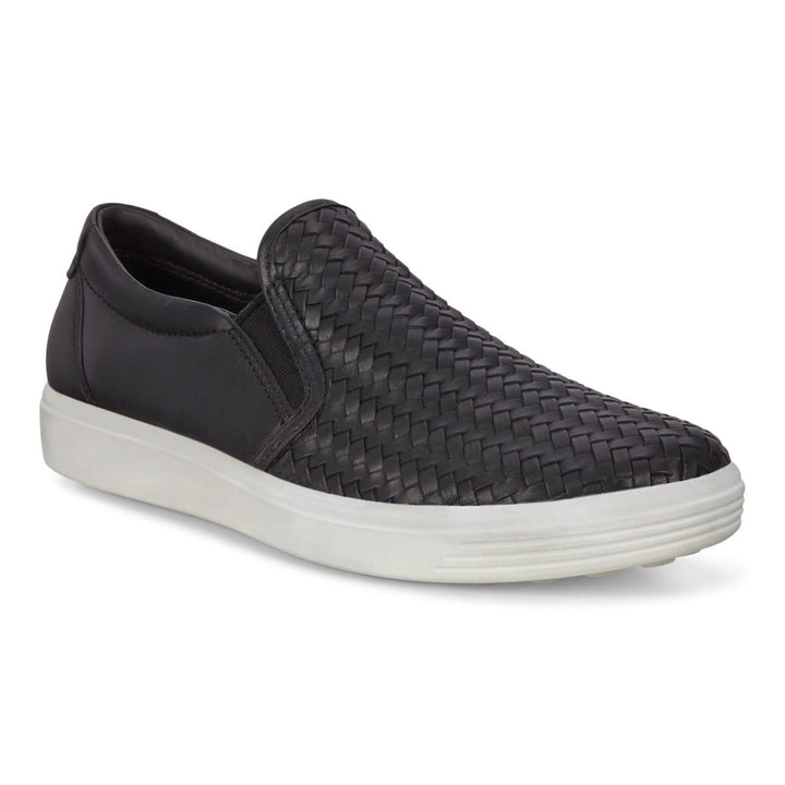 ECCO Womens Soft 7 Woven Slip-On Sneakers Black 470113-01001 Lightweight Comfort Image 1