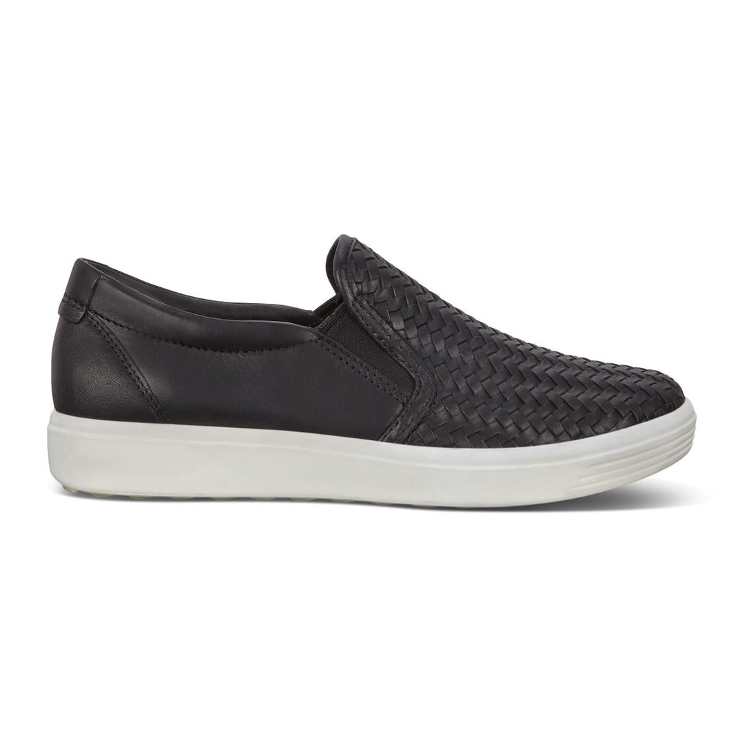 ECCO Womens Soft 7 Woven Slip-On Sneakers Black 470113-01001 Lightweight Comfort Image 2