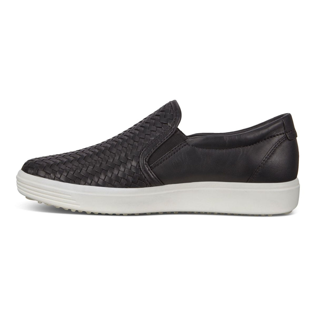 ECCO Womens Soft 7 Woven Slip-On Sneakers Black 470113-01001 Lightweight Comfort Image 3