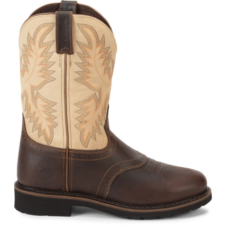 JUSTIN WORK Mens 11" Stampede Soft Toe Work Boot Brown/Sawdust - WK4660 10-D BROWN/SAWDUST Image 2