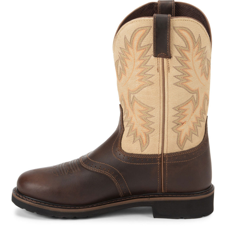 JUSTIN WORK Mens 11" Stampede Soft Toe Work Boot Brown/Sawdust - WK4660 10-D BROWN/SAWDUST Image 3