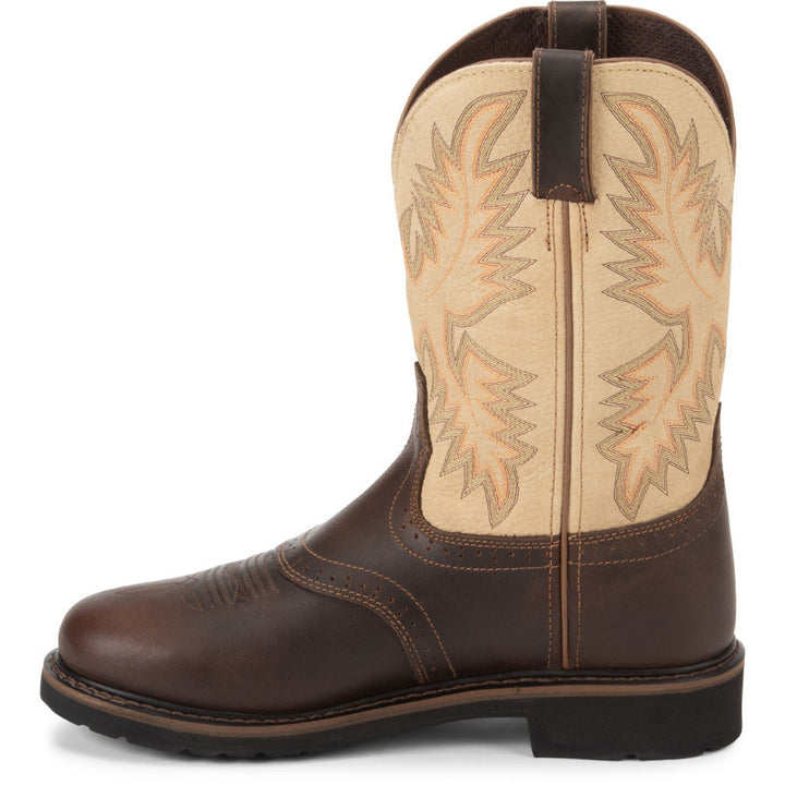 JUSTIN WORK Mens 11" Stampede Soft Toe Work Boot Brown/Sawdust - WK4660 12-D BROWN/SAWDUST Image 3