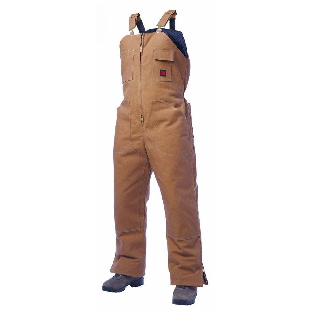 Tough Duck Mens Insulated Bib Overalls Brown 100% Cotton Waterproof Seat 12oz Image 1