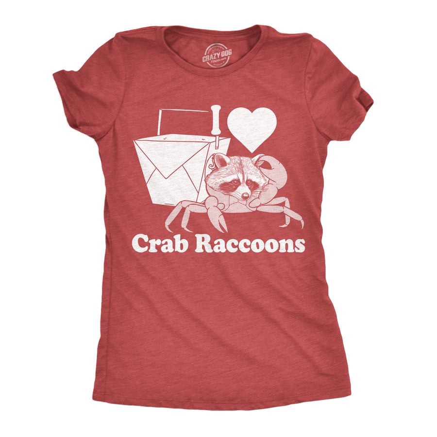 Womens Funny T Shirts I Heart Crab Raccoons Sarcastic Animal Novelty Tee For Ladies Image 1