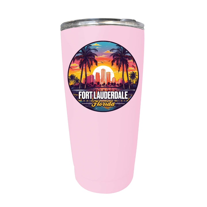 Fort Lauderdale Florida Design B Souvenir 16 oz Stainless Steel Insulated Tumbler Image 1