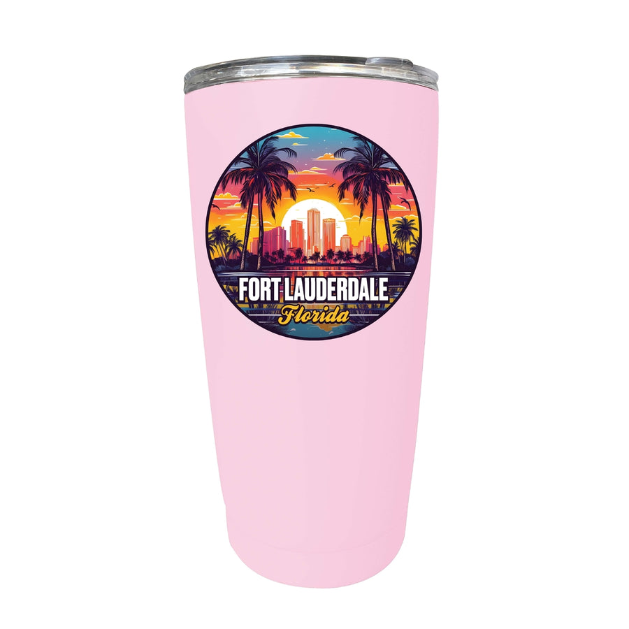 Fort Lauderdale Florida Design B Souvenir 16 oz Stainless Steel Insulated Tumbler Image 1