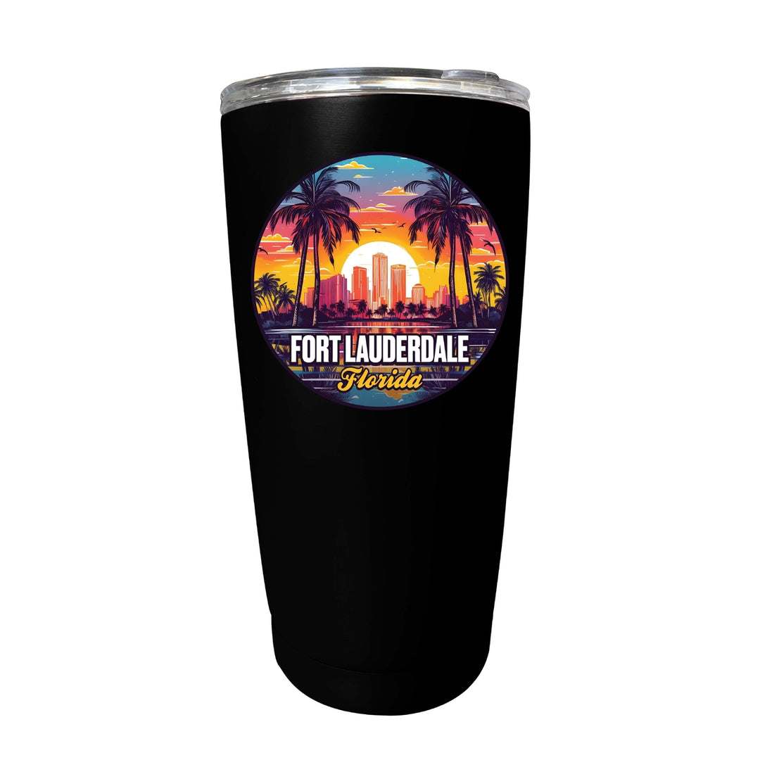 Fort Lauderdale Florida Design B Souvenir 16 oz Stainless Steel Insulated Tumbler Image 2