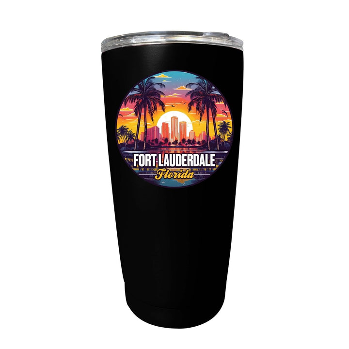 Fort Lauderdale Florida Design B Souvenir 16 oz Stainless Steel Insulated Tumbler Image 1