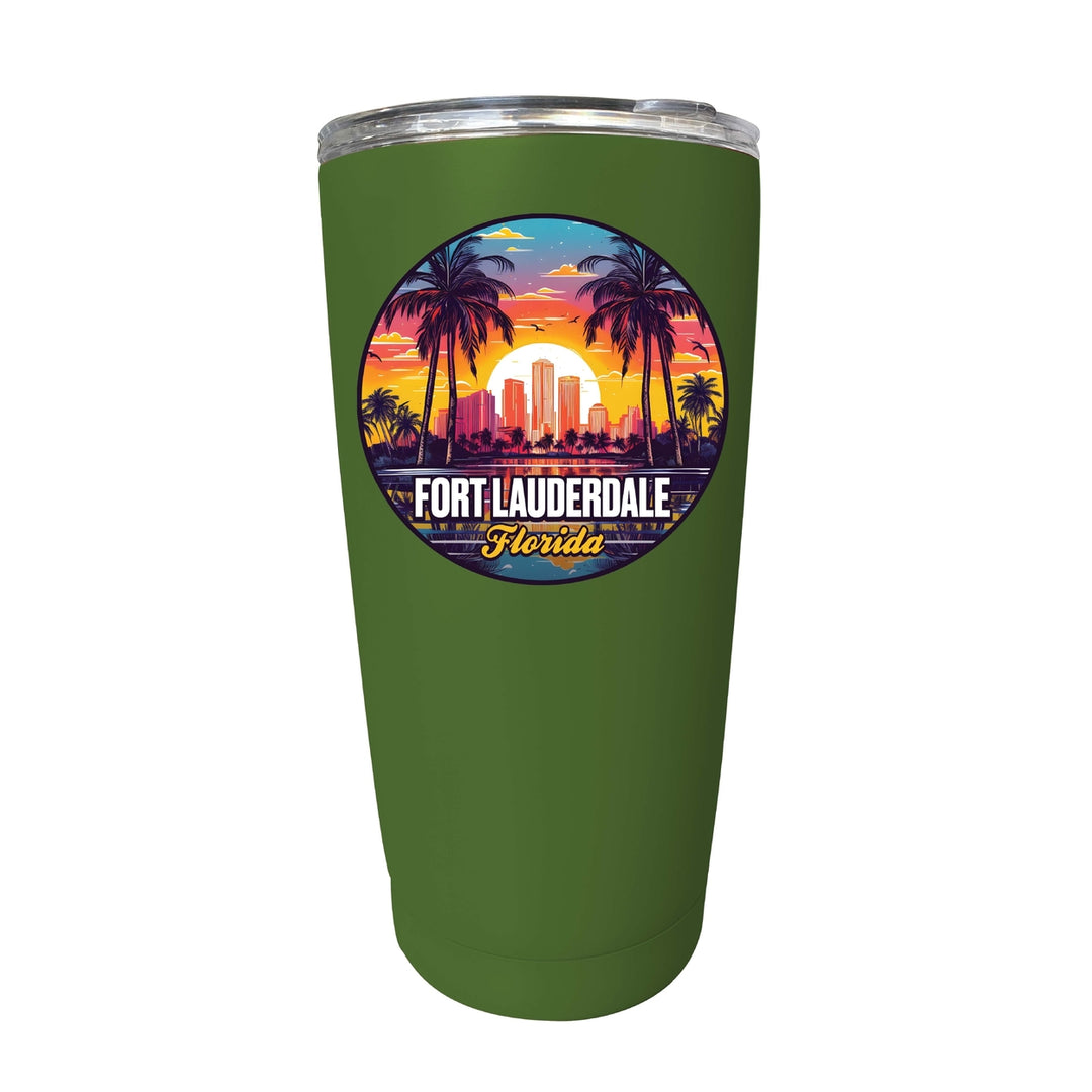 Fort Lauderdale Florida Design B Souvenir 16 oz Stainless Steel Insulated Tumbler Image 3