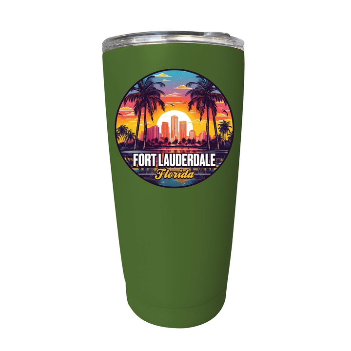 Fort Lauderdale Florida Design B Souvenir 16 oz Stainless Steel Insulated Tumbler Image 1