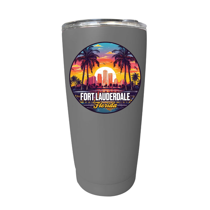 Fort Lauderdale Florida Design B Souvenir 16 oz Stainless Steel Insulated Tumbler Image 4