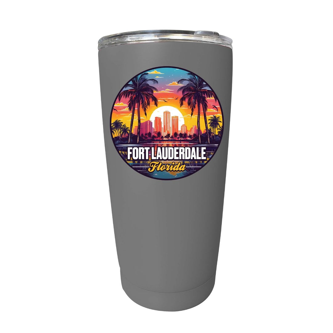 Fort Lauderdale Florida Design B Souvenir 16 oz Stainless Steel Insulated Tumbler Image 1