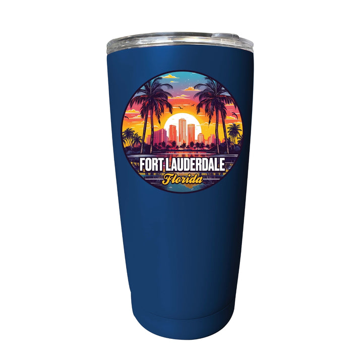 Fort Lauderdale Florida Design B Souvenir 16 oz Stainless Steel Insulated Tumbler Image 4