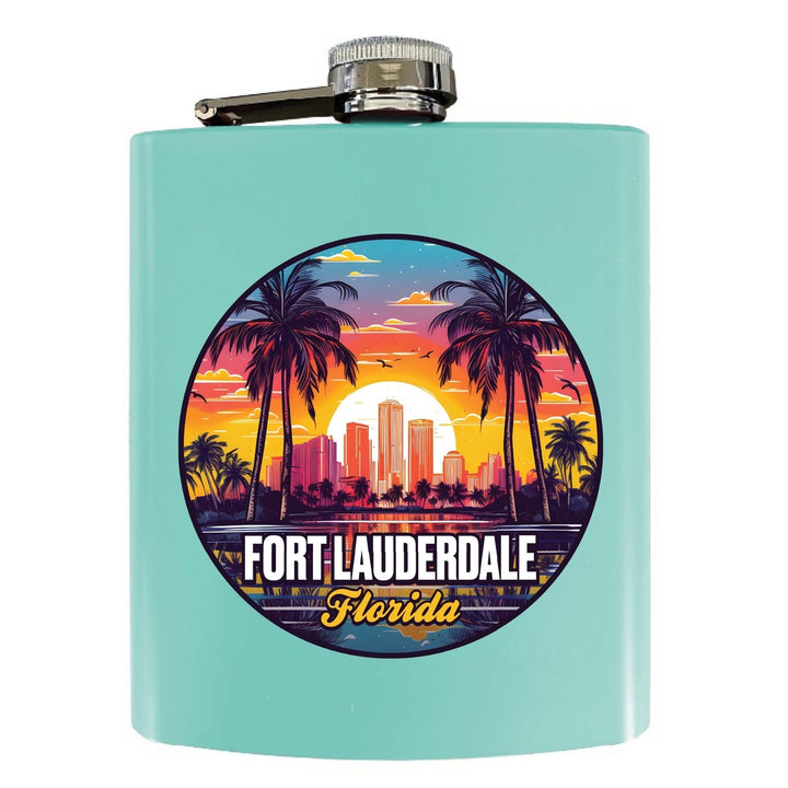 Fort Lauderdale Florida Design B Souvenir 7 oz Steel Flask Matte Finish Image 1