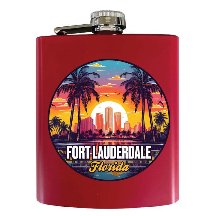 Fort Lauderdale Florida Design B Souvenir 7 oz Steel Flask Matte Finish Image 2