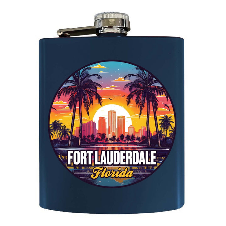 Fort Lauderdale Florida Design B Souvenir 7 oz Steel Flask Matte Finish Image 3