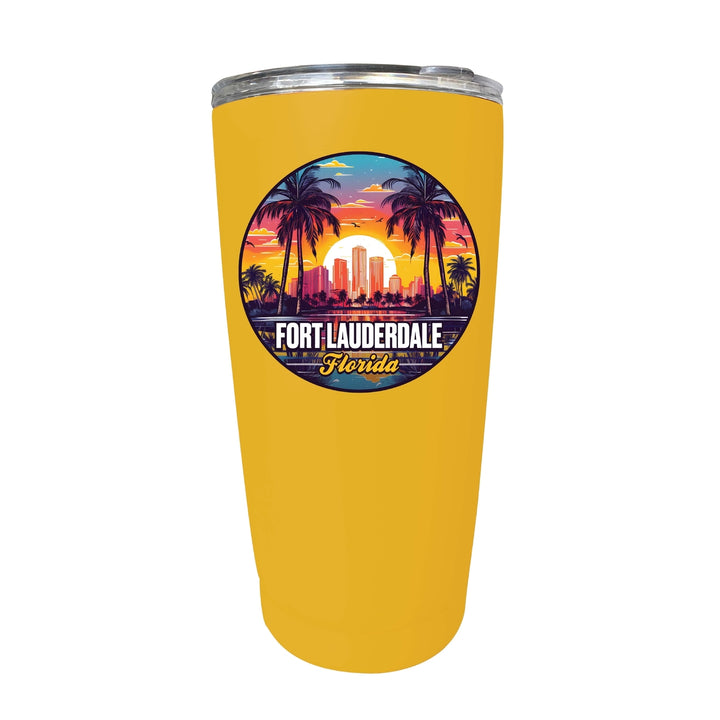 Fort Lauderdale Florida Design B Souvenir 16 oz Stainless Steel Insulated Tumbler Image 6