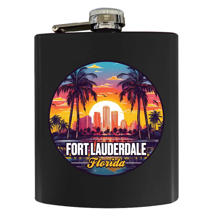 Fort Lauderdale Florida Design B Souvenir 7 oz Steel Flask Matte Finish Image 4