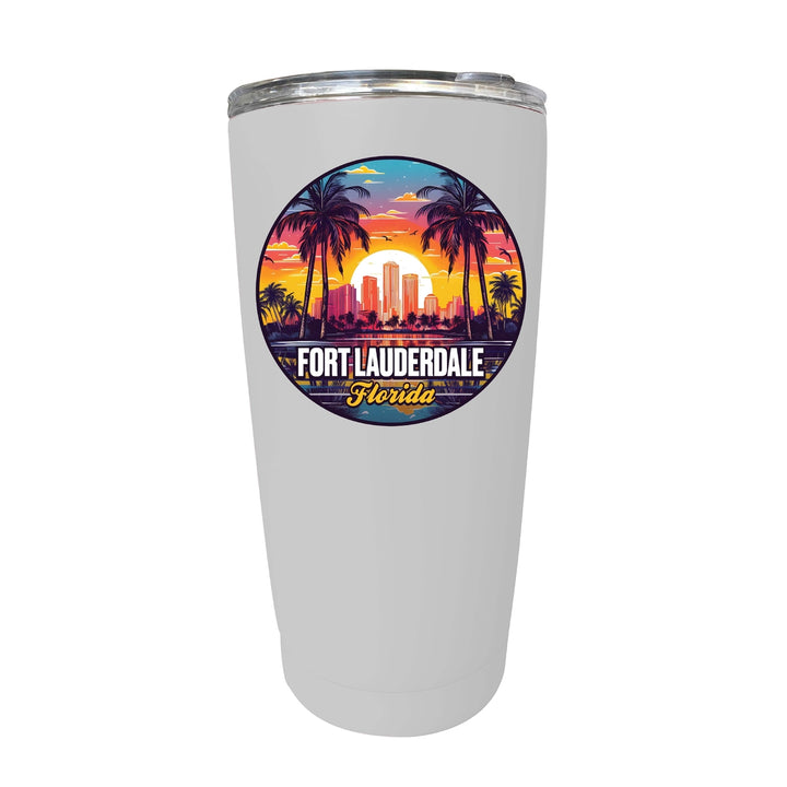 Fort Lauderdale Florida Design B Souvenir 16 oz Stainless Steel Insulated Tumbler Image 7