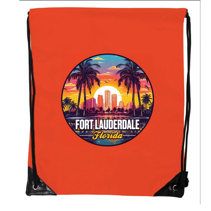 Fort Lauderdale Florida Design B Souvenir Cinch Bag with Drawstring Backpack Image 3