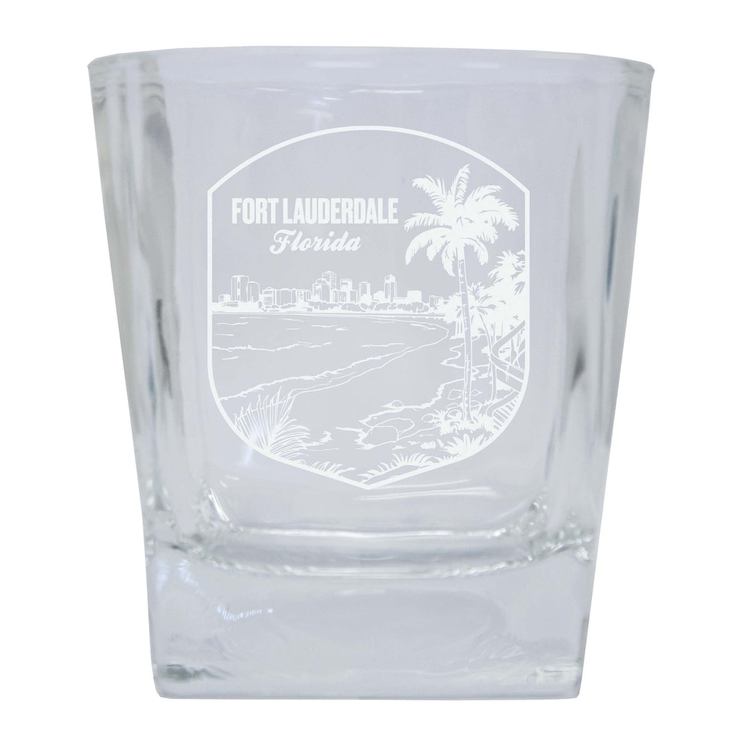 Fort Lauderdale Souvenir 10 oz Engraved Whiskey Glass Rocks Glass Image 1