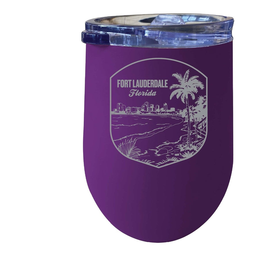 Fort Lauderdale Souvenir 12 oz Engraved Insulated Wine Stainless Steel Tumbler Image 1