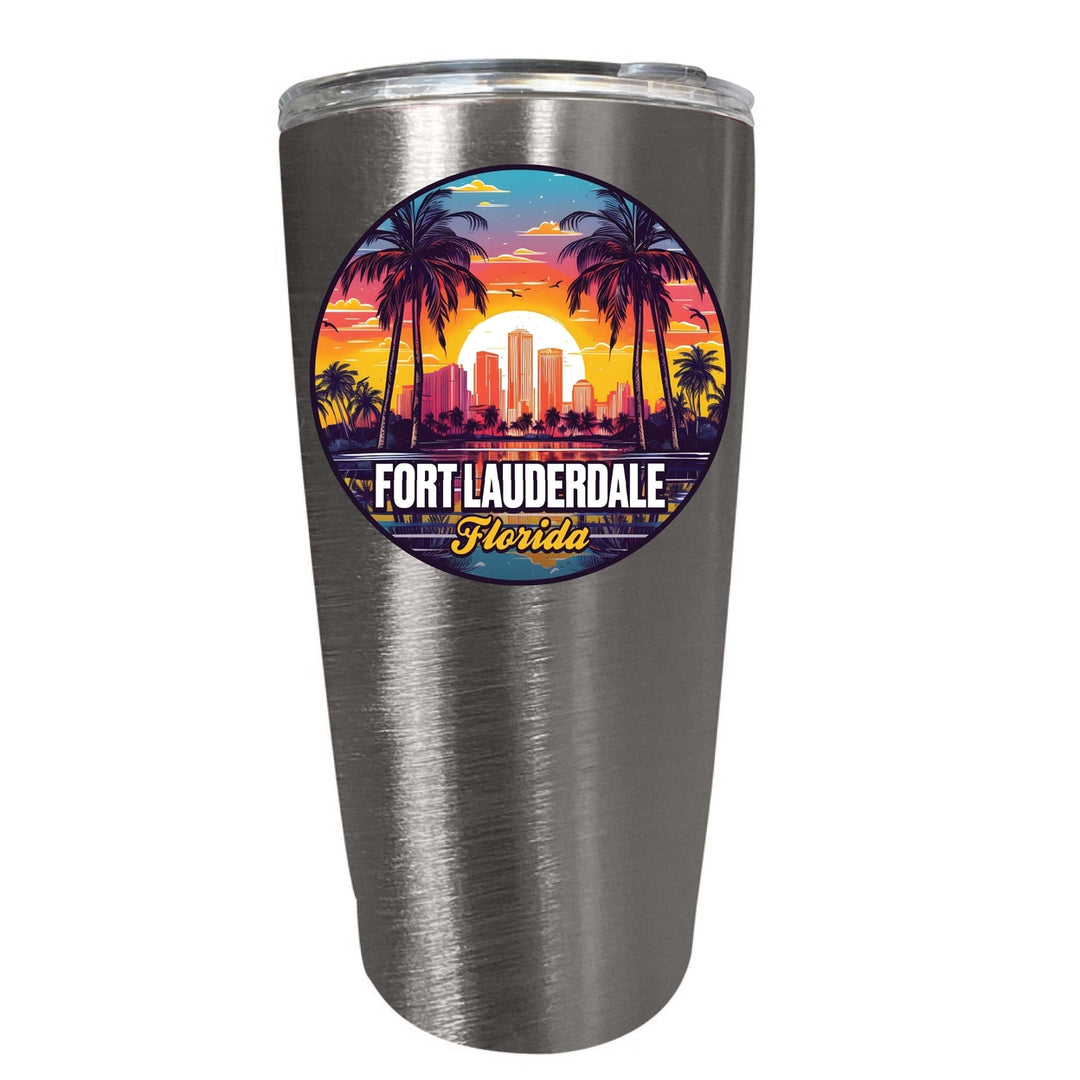 Fort Lauderdale Florida Design B Souvenir 16 oz Stainless Steel Insulated Tumbler Image 8