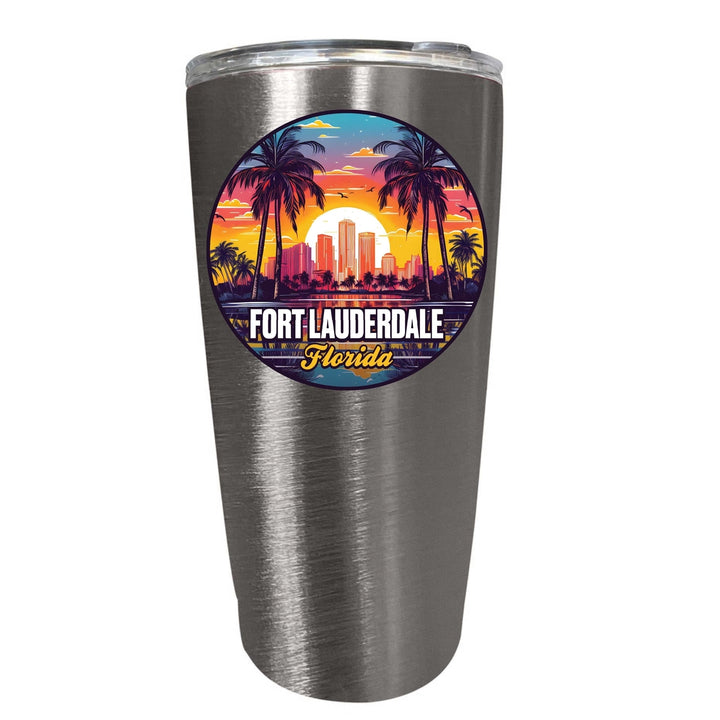 Fort Lauderdale Florida Design B Souvenir 16 oz Stainless Steel Insulated Tumbler Image 8