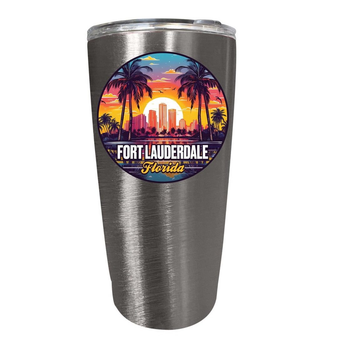 Fort Lauderdale Florida Design B Souvenir 16 oz Stainless Steel Insulated Tumbler Image 1