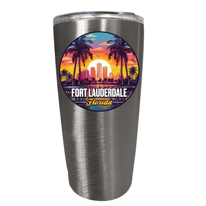 Fort Lauderdale Florida Design B Souvenir 16 oz Stainless Steel Insulated Tumbler Image 1