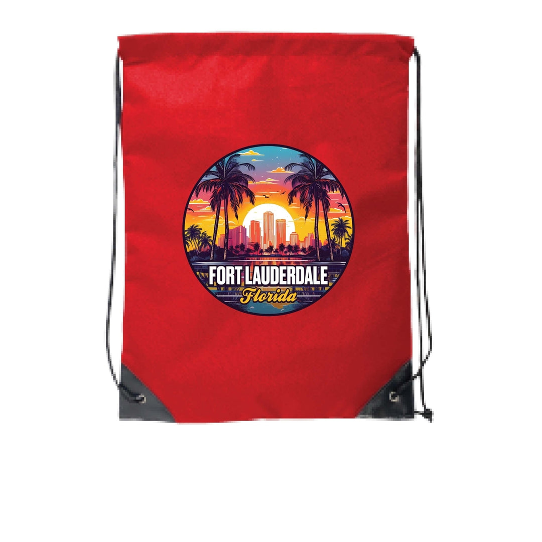 Fort Lauderdale Florida Design B Souvenir Cinch Bag with Drawstring Backpack Image 4