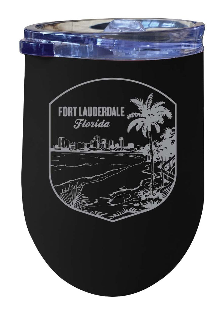 Fort Lauderdale Souvenir 12 oz Engraved Insulated Wine Stainless Steel Tumbler Image 2