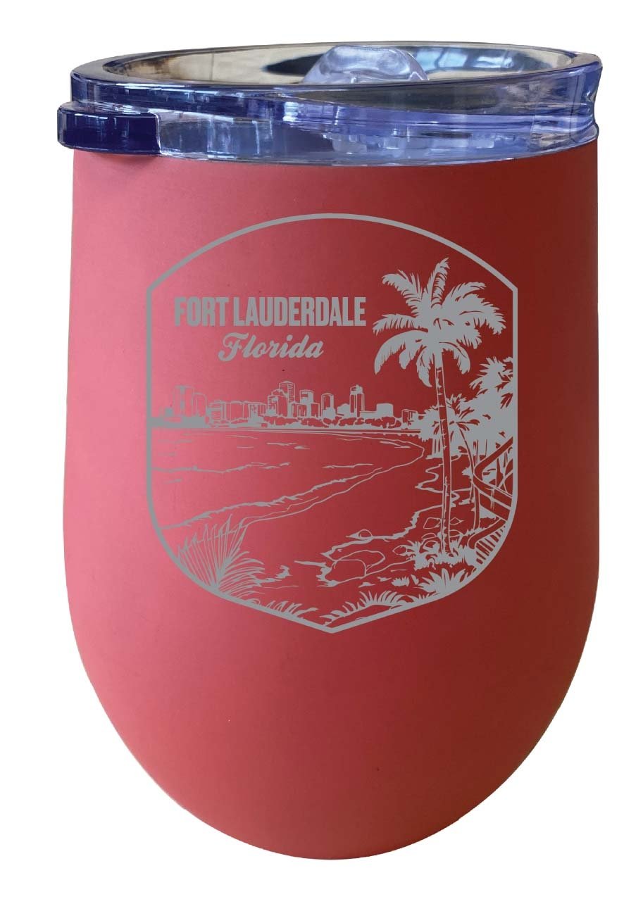 Fort Lauderdale Souvenir 12 oz Engraved Insulated Wine Stainless Steel Tumbler Image 3