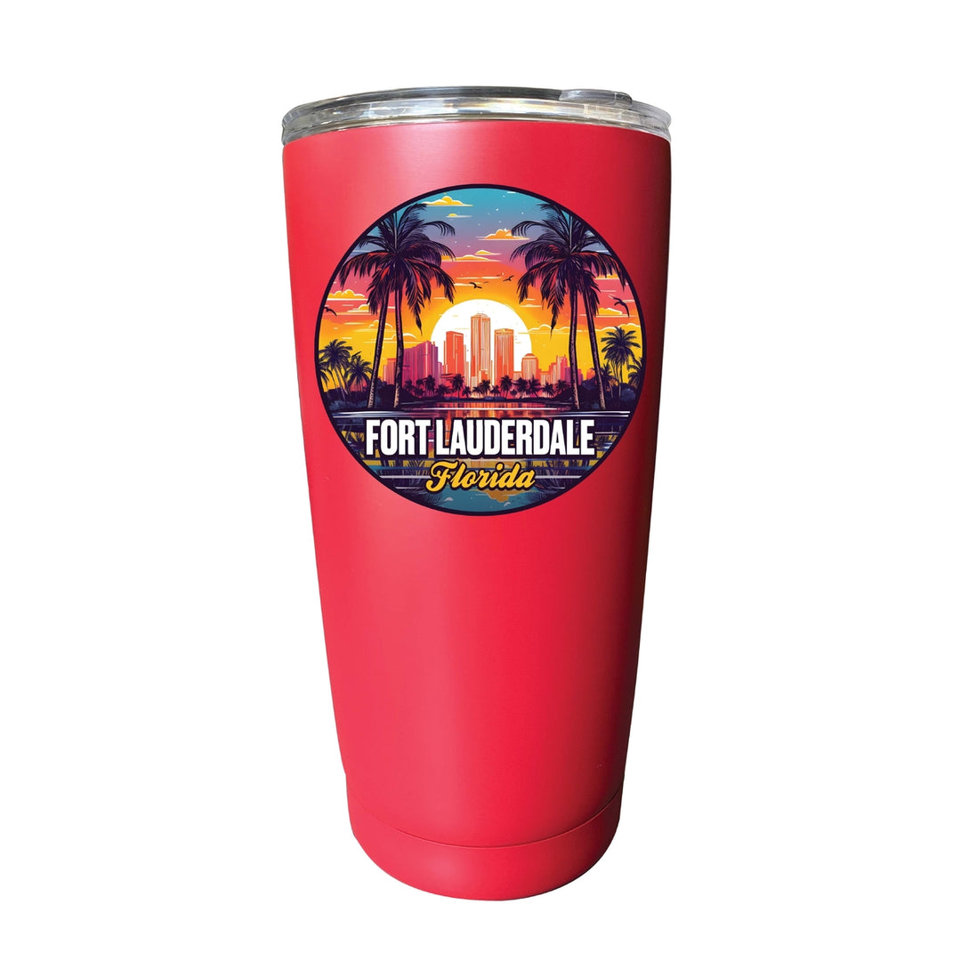 Fort Lauderdale Florida Design B Souvenir 16 oz Stainless Steel Insulated Tumbler Image 9