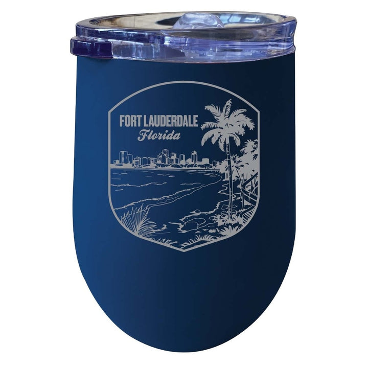 Fort Lauderdale Souvenir 12 oz Engraved Insulated Wine Stainless Steel Tumbler Image 7