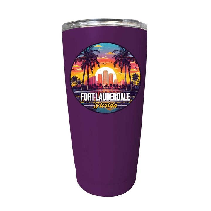 Fort Lauderdale Florida Design B Souvenir 16 oz Stainless Steel Insulated Tumbler Image 1