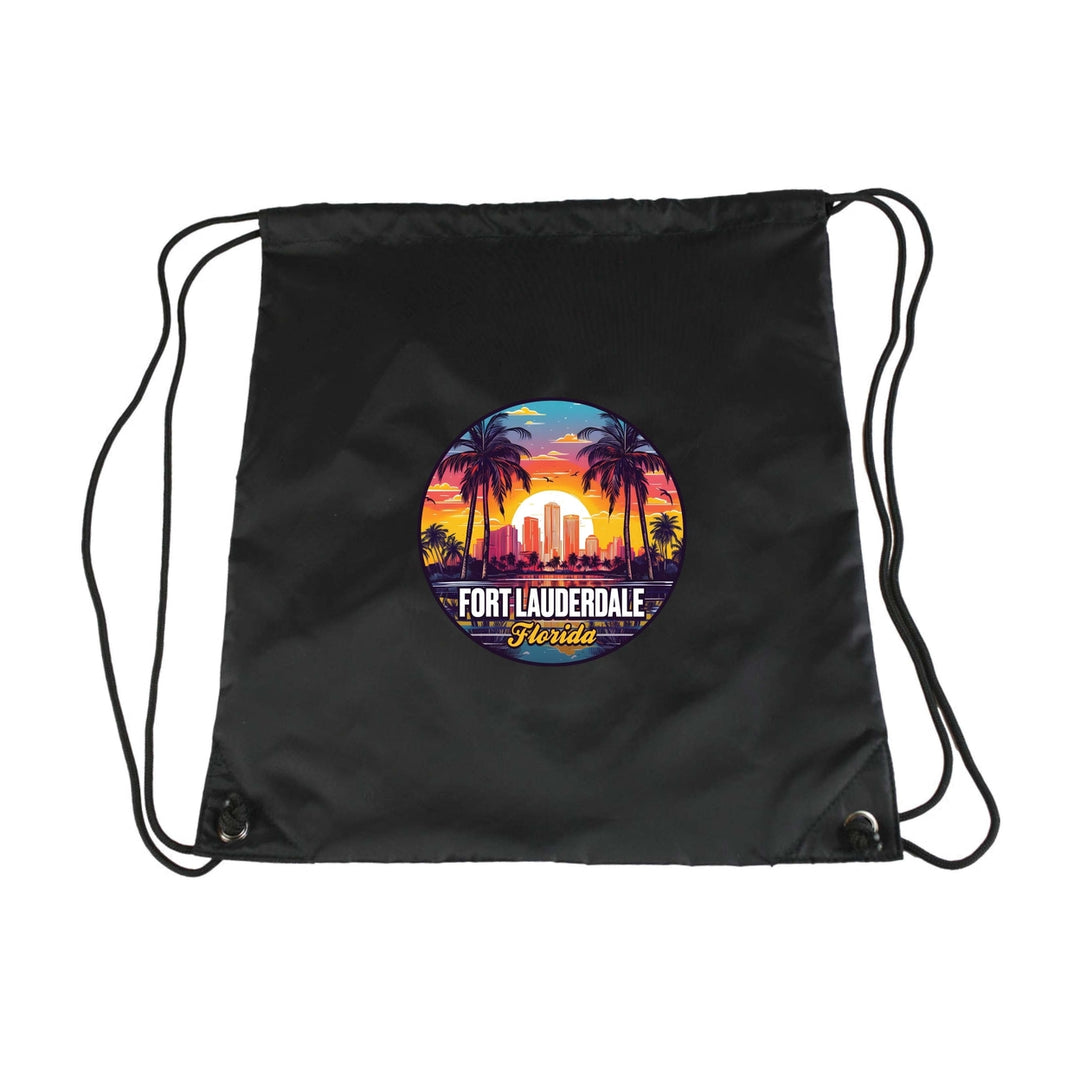 Fort Lauderdale Florida Design B Souvenir Cinch Bag with Drawstring Backpack Image 4