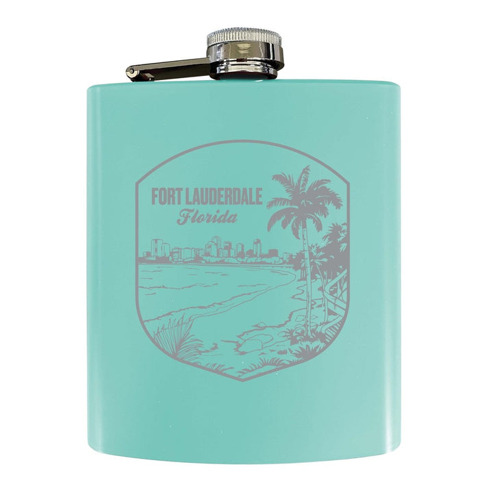 Fort Lauderdale Souvenir 7 oz Engraved Steel Flask Matte Finish Image 1