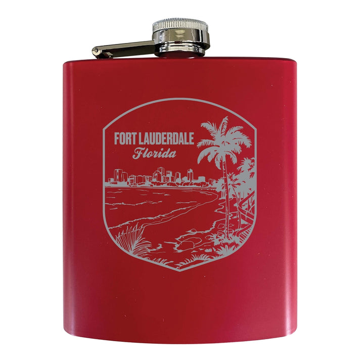 Fort Lauderdale Souvenir 7 oz Engraved Steel Flask Matte Finish Image 3