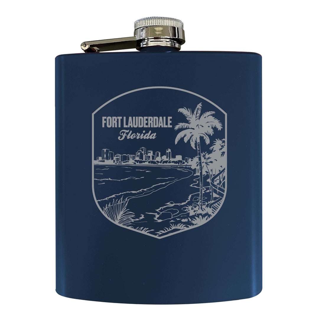 Fort Lauderdale Souvenir 7 oz Engraved Steel Flask Matte Finish Image 4