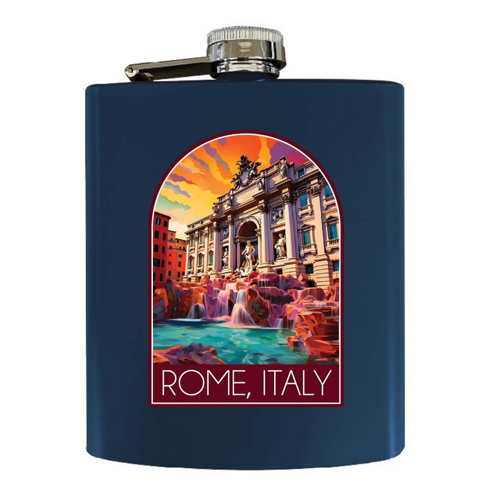 Rome Italy Design B Souvenir 7 oz Steel Flask Matte Finish Image 1