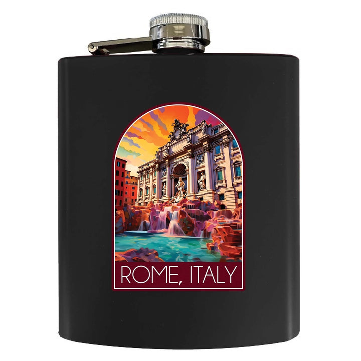 Rome Italy Design B Souvenir 7 oz Steel Flask Matte Finish Image 2