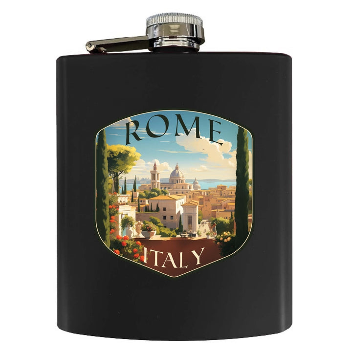 Rome Italy Design C Souvenir 7 oz Steel Flask Matte Finish Image 1