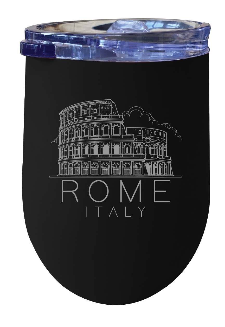 Rome Italy Souvenir 12 oz Engraved Insulated Wine Stainless Steel Tumbler Image 1