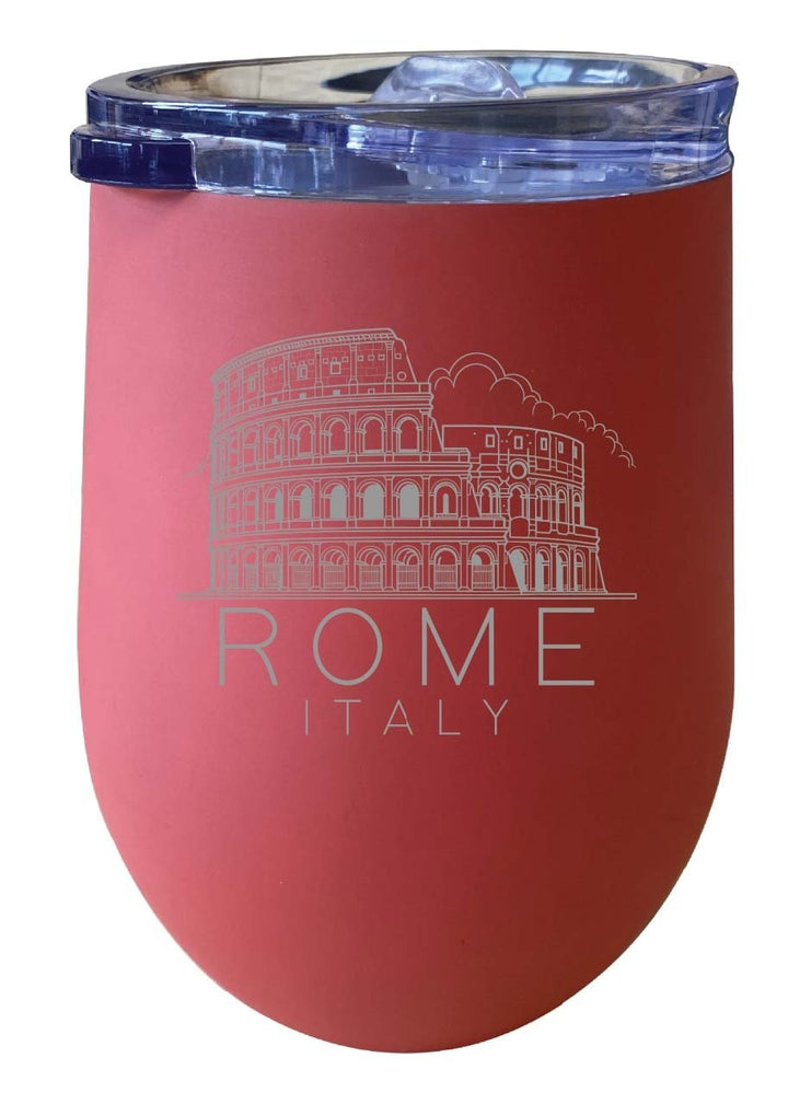 Rome Italy Souvenir 12 oz Engraved Insulated Wine Stainless Steel Tumbler Image 1