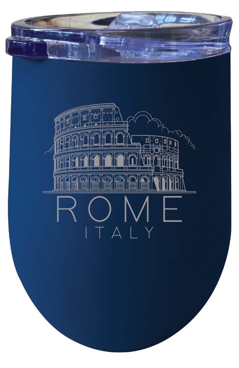 Rome Italy Souvenir 12 oz Engraved Insulated Wine Stainless Steel Tumbler Image 1