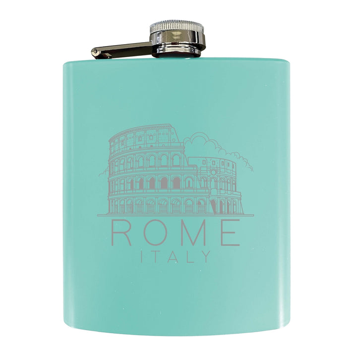 Rome Italy Souvenir 7 oz Engraved Steel Flask Matte Finish Image 1